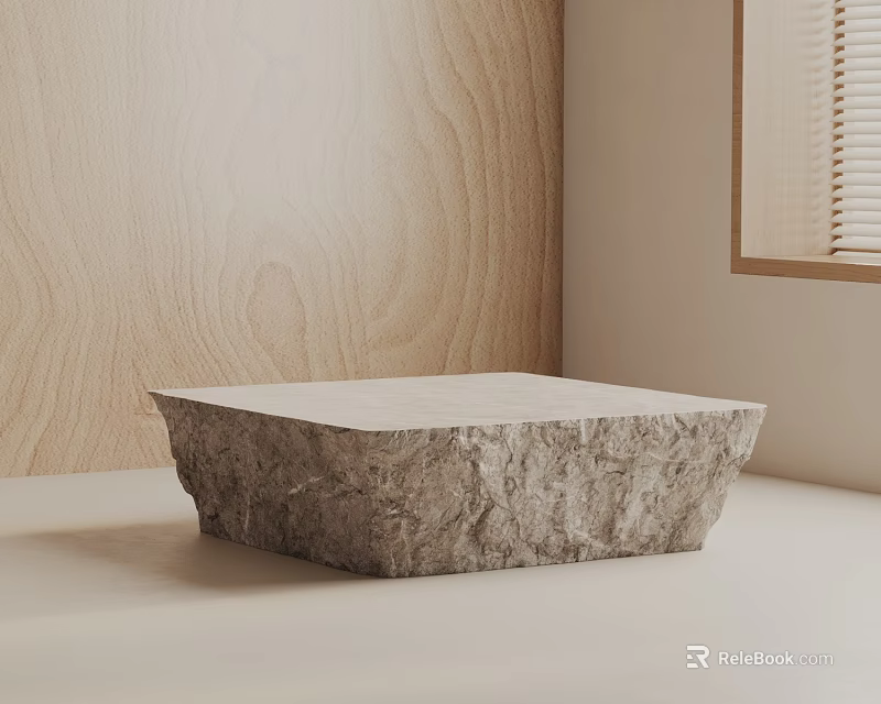 Contemporary Living Room Sofa And Coffee Table Set With Stone Tabletop And Wooden Background 3d model 