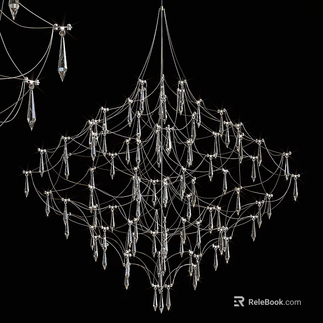 Elegant Crystal Chandelier With Intricate Design And Hanging Crystal Pendants 3d model 