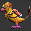 Colorful Cartoon Bird With Yellow Orange Feathers Helmet Blue Eyes And Pink Claws