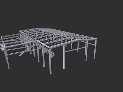 Industrial Factory Building Steel Frame Structure With Support Beams And Metal Framework 3d model