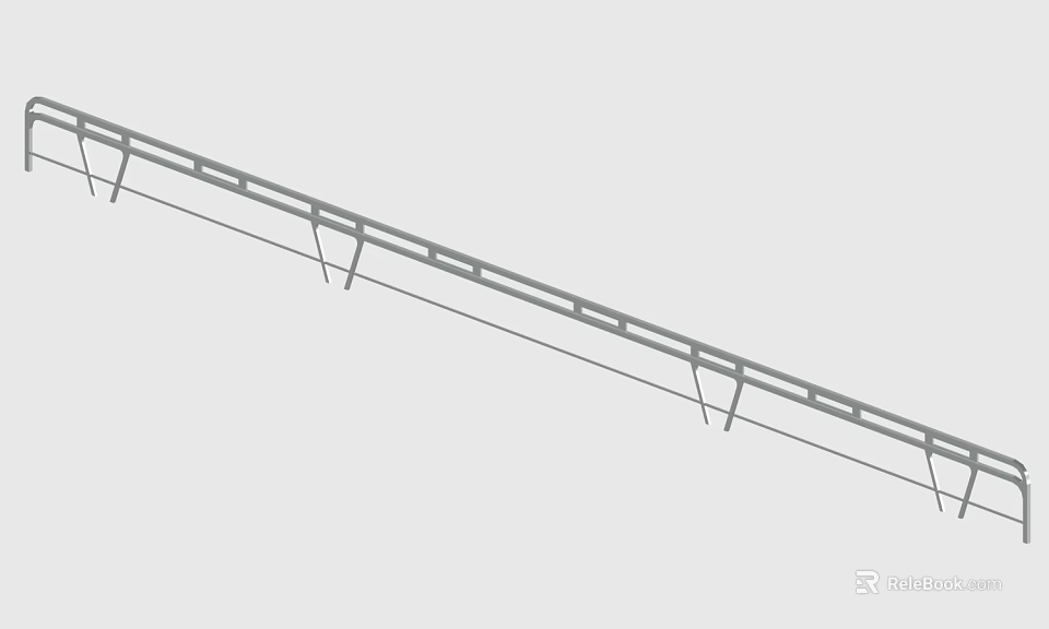 Inclined Metal Railing Structure With Horizontal And Vertical Steel Bars Design 3d model 