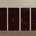 Dark Brown Security Doors with Various Panel Designs and Modern Handles 3d model