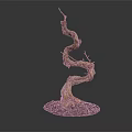 Natural Curved Wood Sculpture With Stone Base For Decorative