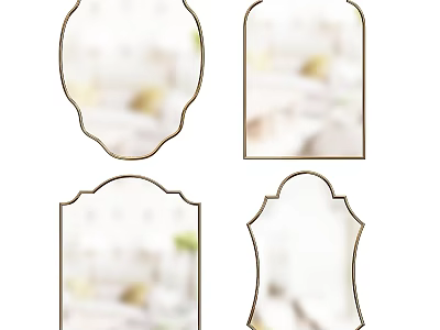 Decorative Mirrors with Various Shapes and Ornate Frames for Home Interior Design 3d model