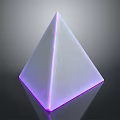 Illuminated White Pyramid Decor With Purple Edge Light And Reflective Base On Black Background