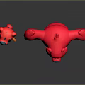 Red Stylized Cartoon Bear Characters Large And Small With Open Arms Design 3d model