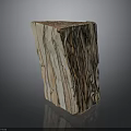 Natural Striped Wooden Block With Brown Beige Black Grain And Smooth Surface