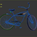 Stylish Blue Bicycle With Red Rim Wheels Black Seat And Handlebars