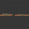 Scene Construction Components With Red Brick And Gray Stone Mosaic Tiles