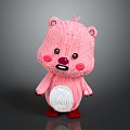 Pink Cartoon Bear Toy With White Belly Red Feet Paper Craft Adorable Animal Figure