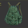 Green Textured Backpack With Brown Straps And Multiple Pockets Design 3d model