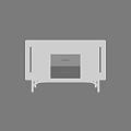 Modern Walnut Wood Entryway Console Cabinet With Metal Handles And Storage Drawers