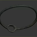 Artistic Ancient Green Metal Circular Ring Sculpture With Rustic Surface Texture