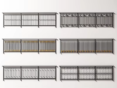 Different Decorative Metal Railings With Ornate Patterns And Design Styles Collection 3d model