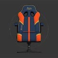 Modern Ergonomic Blue Gaming Chair With Red Yellow Accents Swivel Base Furniture Design