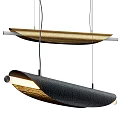 Modern Pendant Lights With Gold Black Textured Curved Elongated Shape For Interior Decoration