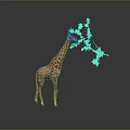 Giraffe Game Movie Character Eating Green Leafy Branch In Animated Scene