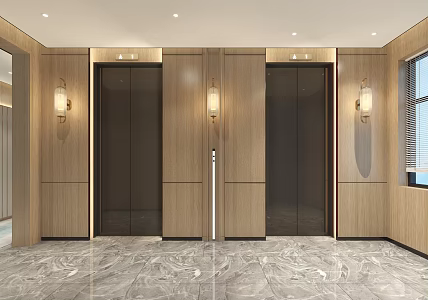 New Chinese Elevator Hall Elevator Hall Aisle 3d model