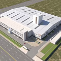 Large Scale Industrial Factory Exterior With White Facade And Spacious Parking Area