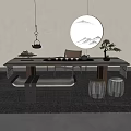 Tea table and chair combination 3d model