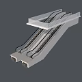 Modern Commercial Dual Direction Escalator With Upper Lower Tracks And Glass Structure 3d model