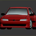 Red Hatchback Car 3D Model With Shiny Exterior And Black Accents On Dark Background