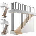 Modern Interior Staircase Design With Wooden Steps And Black Metal Railings