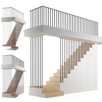 Modern Stairs Solid Wood Storage Room Stairs 3d model