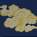 Elegant Traditional Chinese Golden Cloud Pattern Intricate Carving on Dark Background