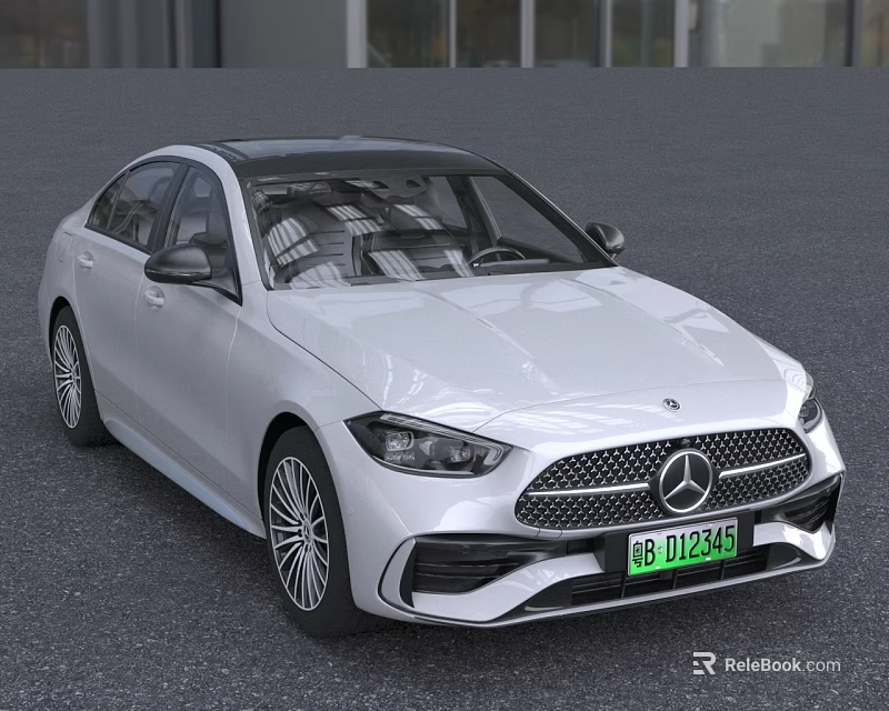 White Mercedes Benz Sedan With Sleek Front Design And Alloy Wheels 3d model 