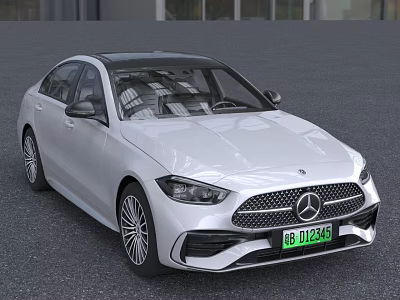 White Mercedes Benz Sedan With Sleek Front Design And Alloy Wheels 3d model