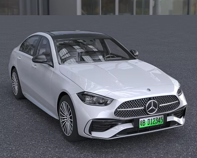 White Mercedes Benz Sedan With Sleek Front Design And Alloy Wheels 3d model