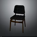Modern Wooden Chair With Black Cushioned Seat Backrest And Sturdy Legs