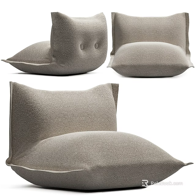 Cozy Grey Bean Bag Chair With Soft Fabric And Modern Stylish Comfortable Design 3d model 