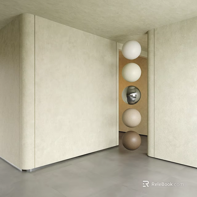 Modern Neutral Beige Wall With Spherical Decor Accents 3d model