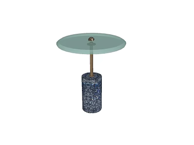 Modern Side Table With Glass Top And Blue White Patterned Cylindrical Base 3d model