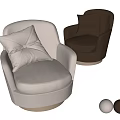 Modern Elegant Single Sofas In Light Gray And Dark Brown With Bow Decorative Pillows 3d model