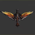 Exquisite 3D Fantasy Dragon Model With Silver Body Orange Red Wings And Flame Details