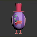 Playful Cartoon Animal With Purple Body Red Top Hat And Green Balls