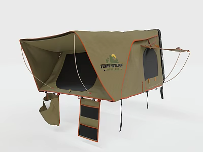 Turf Stuff Olive Green Roof Top Tent for Outdoor Camping with Ladder and Portable Design 3d model