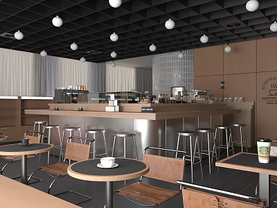 Modern Industry Cafe Milk Tea Shop Western Restaurant Tea Room Dining Table and Chair Combination Restaurant Water Bar Table Workbench Coffee Machine Coffee Bean Card Seat Area Bar Area 3d model