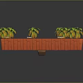Miniature Tropical Scene With Palm Trees Brick Walls Small Buildings And Paths