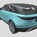 Light Blue SUV Featuring Black Roof Silver Wheels And Front Grille Design 3d model