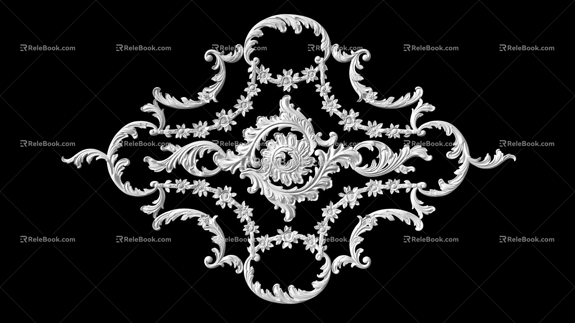 Carved Lamp Panels European-style Carved Building Components Gypsum Line Carved Corner Line Carved Craft Carved Silver Carved Corner Line 3d model