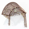 Ornate Decorative Metal Awning With Intricate Scrollwork And Grapevine Leaf Patterns 3d model