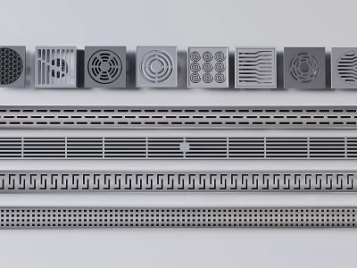Modern Bathroom Accessories with Different Designed Drain Grates and Various Patterns 3d model
