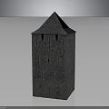 Medieval Stone Tower Architecture With Pitched Roof Weathered Walls And Small Windows