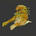 Detailed Orange Mythical Creature Sculpture With Claws Tentacles And Humanoid Features
