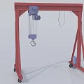 Mobile Industrial Gantry Crane with Red Frame and Electric Hoist