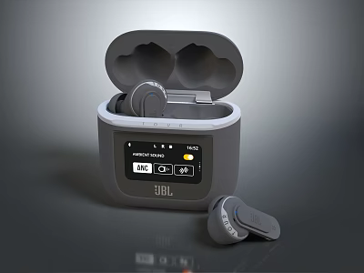 JBL True Wireless Earbuds With Open Charging Case Display Screen And Battery Level 3d model